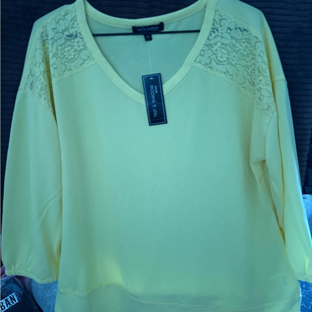 Vibrant Yellow Lace Accent Blouse